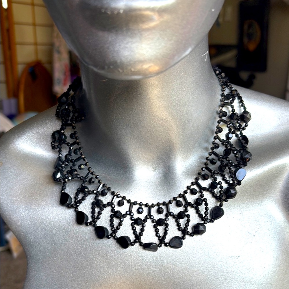 Antique Mourning Beads Necklace